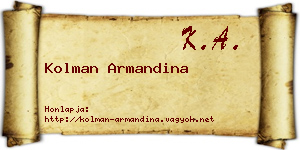 Kolman Armandina névjegykártya